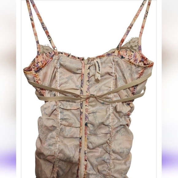 NWOT For Love And Lemons X Victoria Secret Gardenia Floral Ruched Mini Dress XS - Picture 12 of 16